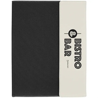 9 1/2" x 12" White Leatherette & Black Canvas Portfolio