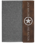 9.5" x 12" Rustic/Silver Leatherette & Gray Canvas Portfolio