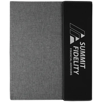 9.5" x 12" Black/Silver Leatherette & Gray Canvas Portfolio