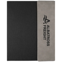 9 1/2" x 12" Gray Leatherette & Black Canvas Portfolio