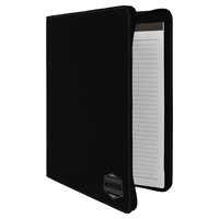 9 1/2" x 12" Leatherette Black/Silver Portfolio with Zipper