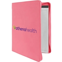 9 1/2" x 12" Leatherette Pink Portfolio with Zipper