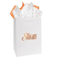 Shopping totes made from 180GSM matte laminated paper with matching fabric......