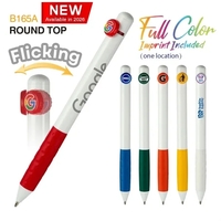 Smooth writing ballpoint pen with color grip and matching color...