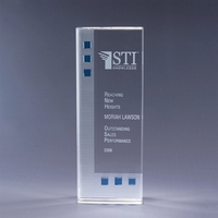 Dimensions in Blue Optic Crystal Award