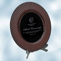 Award plate made of acrylic with a leather/black color and dark... from ASI...