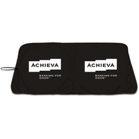 Satin silver collapsible fabric sunshade, one piece construction, dual round...