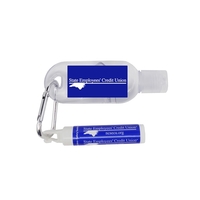1 oz Tottle Antibacterial Sanitizer W/Carabiner + Clip Balm