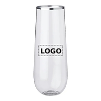 Silver rim plastic flute glass, 9 oz. plus 1 color silkscreen... from ASI...