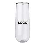 Silver Rim Plastic Flute Glass, 9 oz.