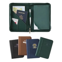Zippered padfolio features contrast stitching and interior organizer section....