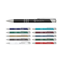 This engraved, fully weighted metal pen features a high shine finish... from...