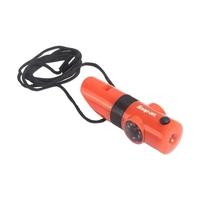 This compact tool combines a whistle, compass, magnifier, mirror,...