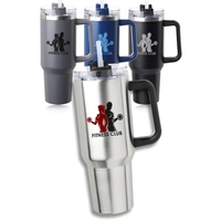40 oz. stainless steel travel mug with handle, lid, straw and... from ASI...