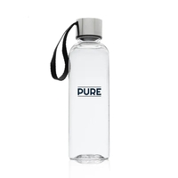 17 oz. BPA free, clear plastic water bottle with black strap... from ASI...