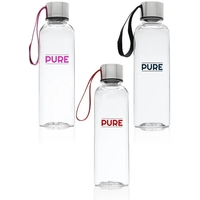 17 oz. BPA free, clear plastic water bottle with black strap... from ASI...