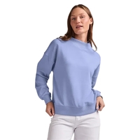 Cotton and recycled polyester mock-neck sweatshirt with relaxed fit, ribbed...