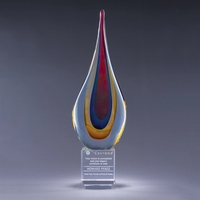 Art glass award with optic crystal base, two size options, gift... from ASI...