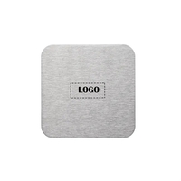 Square-shaped stainless steel coaster with black eva bottom pad and 1... from...