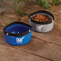Collapsible travel dog food bowl made of waterproof tarpaulin.... from ASI...