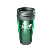 15 oz. travel tumbler with translucent body, twist-on lid, plastic lining......