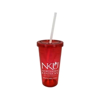 24 oz. single wall acrylic tumbler with threaded lid and clear... from ASI...