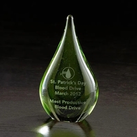5.5" x 3.25" x 2" raindrop inspired glass award with smooth... from ASI 68507...