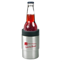 Double walled stainless steel drink insulator with twist-on rim to hold......