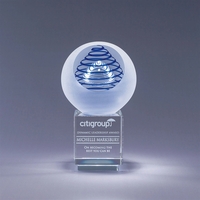 Art glass award with optic crystal base, two size options, gift... from ASI...