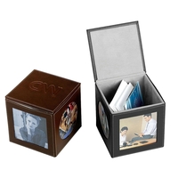 Wooden frame cube wrapped in leather with four frames and inner... from ASI...