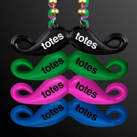 Blank or imprinted. Beaded lanyard necklace with hipster mustache pendant.......