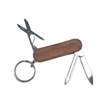 Wooden 3 Function Pocket Knife with Key Ring
