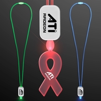 LED Neon Lanyard with Acrylic Ribbon Pendant