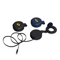 A compact, travel-ready charger designed for smartphones and smartwatches....