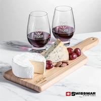 The Swissmar Bamboo Board & 2 Stemless Wine Set combines the... from ASI...
