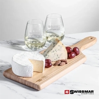 The Swissmar Bamboo Board & 2 Stemless Wine Set combines the... from ASI...
