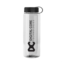 Transparent sports bottle, 32 oz. made of recycled PETE with tethered... from...