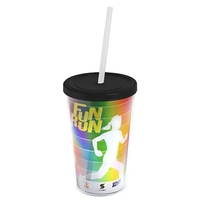 16 oz. Double-Wall Insulated Transparent Tumbler with Lid & Straw... from...