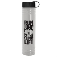 Slim Cylinder Design. 32 oz Transparent Sport Bottles with Tethered Lid.......