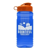 Transparent sports bottle, 20 oz. Straight-wall design with Flip Top Lid......