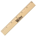 6" Clear Lacquer Beveled Wood Ruler