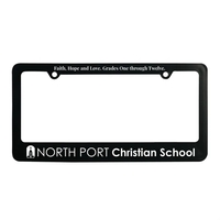 Automobile license plate frame has retaining clips to hold the plate... from...