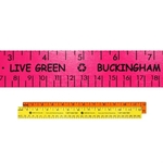 12" Fluorescent Wood Ruler - English & Metric Scale