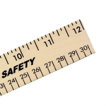 12" Clear Lacquer Wood Ruler - English & Metric Scale