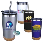 Halcyon® 20 oz. Cork Bottom Tumbler with Stainless Straw/Fl