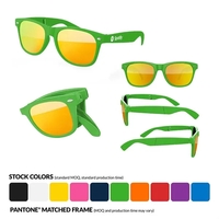 Foldable Retro Mirror Sunglasses w/ 1-color imprint