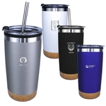 Halcyon® 20 oz. Cork Bottom Tumbler with Stainless Straw/Fl