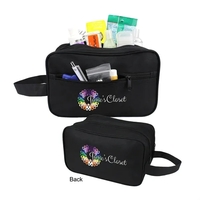 600D Vinyl-Backed Polyester Double Zipper Toiletry Bag