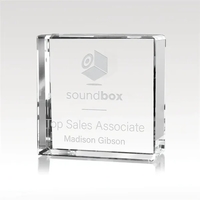 3 1/2" x 3 1/2" x 2 3/8" optical crystal award... from ASI 93986...