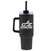 40 oz. Extra Large Stainless Steel Mug with Handle and Straw... from ASI...